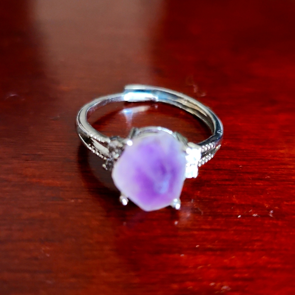 Purple Quartz Crystal Ring